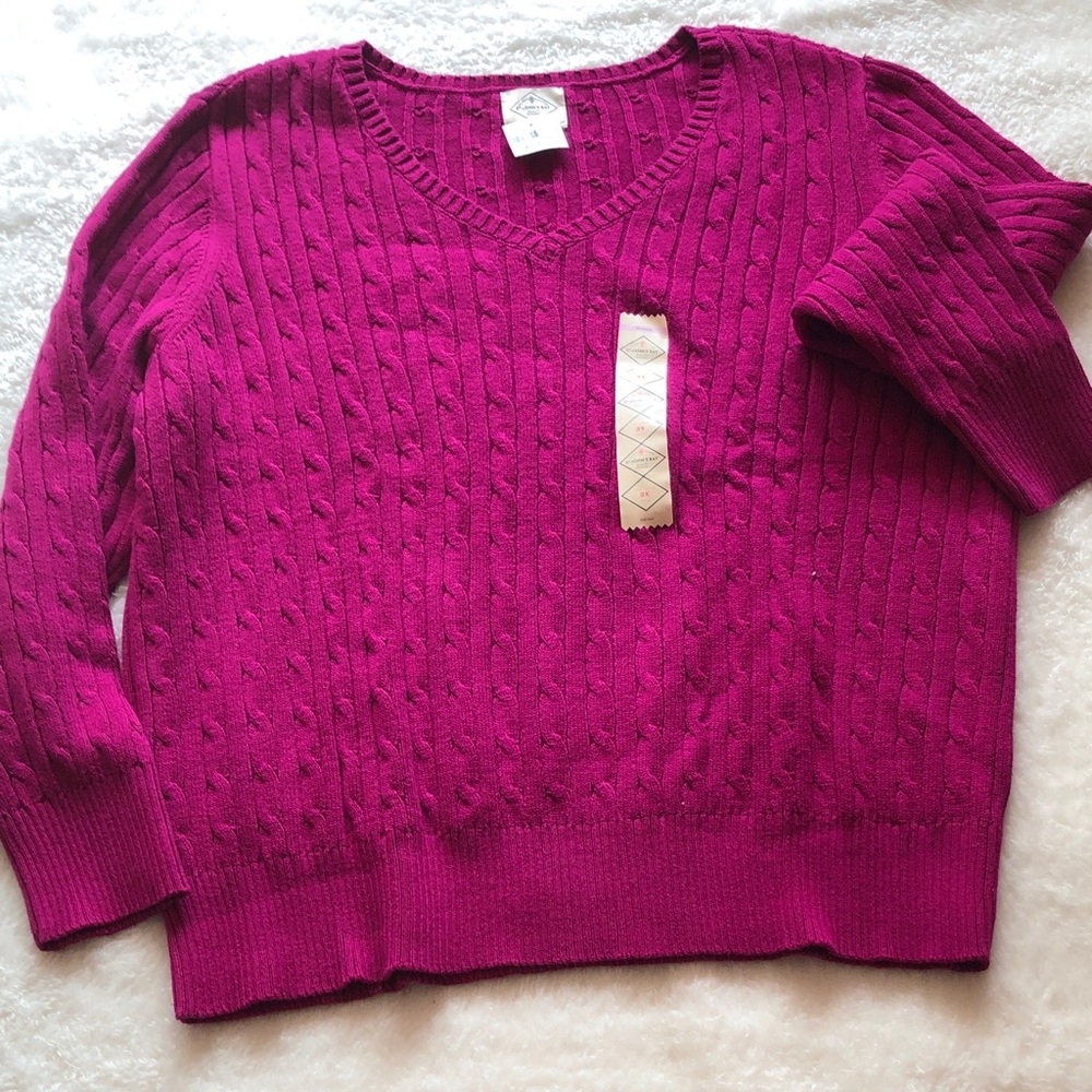 St. John's Bay V-Neck Sweater - Fuchsia